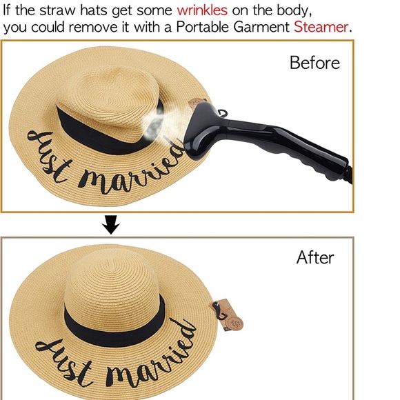 Just Married Straw Floppy Sun Hat - Picture 4 of 9